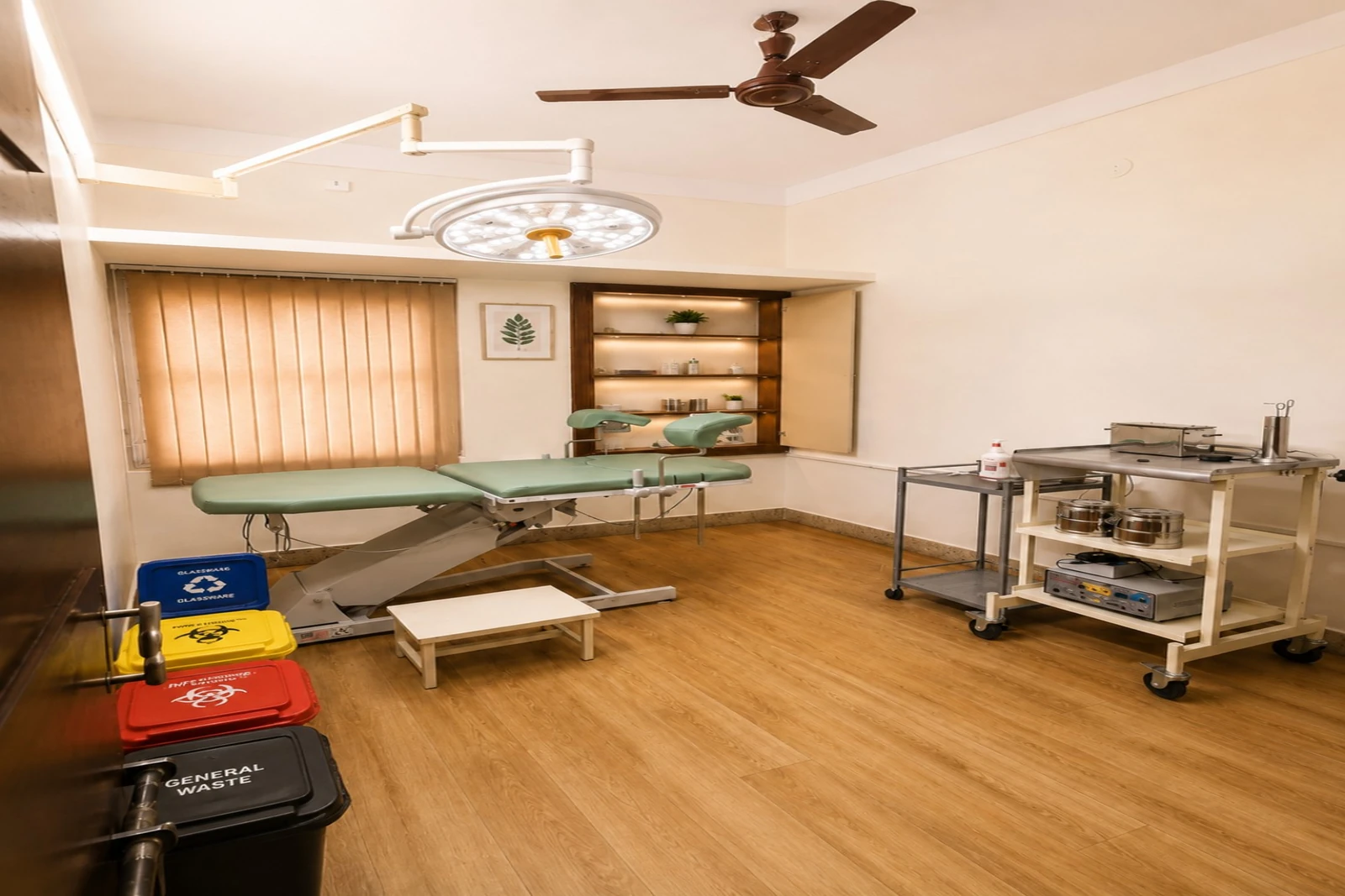Day-care procedure room used for Kshara Sutra and Kshara Karma at Swasthi Ayurveda, Jayanagar